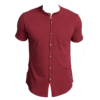 Metronaut Solid Men's Mandarin Collar Maroon T-Shirt - Image 2