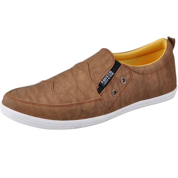 FAUSTO Chikku Men's Loafers, Slip On Sneakers, Mocassin  (Brown)