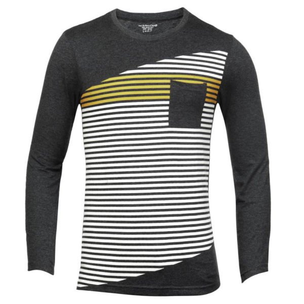 TSX Striped Men's Round Neck Grey T-Shirt