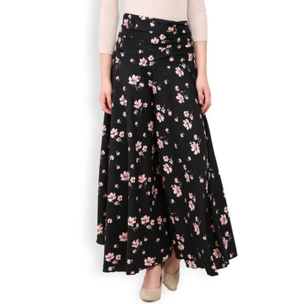 Trend Arrest Women Black Printed Palazzo Trousers