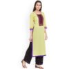 Kurti's by Menka Women Lime Green Straight Kurta - Image 3